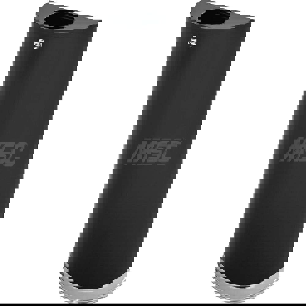 European and Metallic Series Open Top Half-Round Receptacle, 12 gal, Steel, Black/Chrome